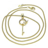 Collares con Dije 04.156.0433.1.20 Oro Laminado, Diseño de Llave y Oja, Diseño de Llave, con Micro Pave Granate y Blanca, Pulido, Dorado