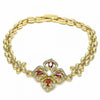 Pulsera Elegante 03.357.0007.1.07 Oro Laminado, Diseño de Flor y Gota, Diseño de Flor, con Zirconia Cubica Granate y Blanca, Pulido, Dorado