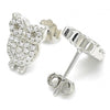 Arete Dormilona 02.336.0176 Plata Rodinada, Diseño de Buho, con Zirconia Cubica Blanca, Pulido, Rodinado