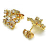 Arete Dormilona 02.387.0089 Oro Laminado, Diseño de Flor, con Zirconia Cubica Blanca, Pulido, Dorado