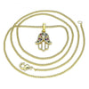 Collares con Dije 04.210.0056.1.20 Oro Laminado, Diseño de Mano de Dios, con Micro Pave Multicolor y Blanca, Pulido, Dorado