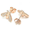 Arete Dormilona 02.336.0129.1 Plata Rodinada, Diseño de Abeja, con Zirconia Cubica Blanca, Pulido, Oro Rosado