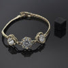 Pulsera Elegante 028.008.2 Oro Laminado, Diseño de Flor y Cluster, Diseño de Flor, con Zirconia Cubica Blanca, Diamantado, Dorado