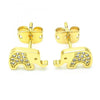 Arete Dormilona 02.156.0401 Oro Laminado, Diseño de Elefante, con Zirconia Cubica Blanca, Pulido, Dorado