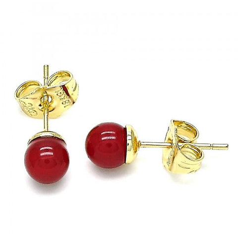 Arete Dormilona 02.63.2118.3 Oro Laminado, Diseño de Bola, con Perla Granate, Pulido, Dorado