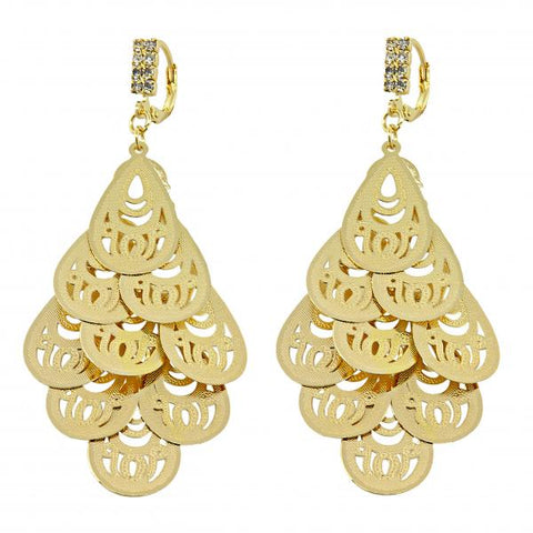 Arete Chandelier 5.069.003.1 Oro Laminado, Diseño de Gota, con Zirconia Cubica Blanca, Diamantado, Dorado