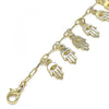 Tobillera de Dije 03.372.0024.10 Oro Laminado, Diseño de Mano de Dios y Paperclip, Diseño de Mano de Dios, Pulido, Dorado