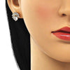 Arete Dormilona 02.387.0018.5 Oro Laminado, con Zirconia Cubica Blanca, Pulido, Dorado