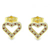 Arete Dormilona 02.156.0484.1 Oro Laminado, Diseño de Corazon, con Micro Pave Granate y Blanca, Pulido, Dorado