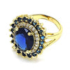 Anillo Multi Piedra 01.346.0021.4.07 Oro Laminado, con Zirconia Cubica Zafiro Azul y Blanca, Pulido, Dorado