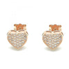 Arete Dormilona 02.369.0001.1 Plata Rodinada, Diseño de Corazon, con Zirconia Cubica Blanca, Pulido, Oro Rosado