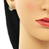 Arete Dormilona 02.156.0635 Oro Laminado, Diseño de Angel, con Micro Pave Blanca, Pulido, Dorado