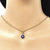 Dije Elegante 05.63.1163 Oro Laminado, Diseño de Ojo Griego, Resinado Azul, Dorado