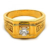 Anillo de Hombre 5.175.026.07 Oro Laminado, Diseño de Solitario y Llave Griega, Diseño de Solitario, con Zirconia Cubica Blanca, Diamantado, Dorado