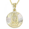 Dije Religioso 05.351.0064 Oro Laminado, Diseño de Guadalupe, Diamantado, Tricolor