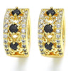Argolla Huggie 02.210.0084.13.15 Oro Laminado, con Zirconia Cubica Negro y Blanca, Pulido, Dorado