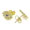 Arete Dormilona 02.156.0553 Oro Laminado, Diseño de Ojo Griego, con Micro Pave Zafiro Azul y Blanca, Pulido, Dorado