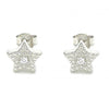 Arete Dormilona 02.369.0037 Plata Rodinada, Diseño de Estrella, con Zirconia Cubica Blanca, Pulido, Rodinado