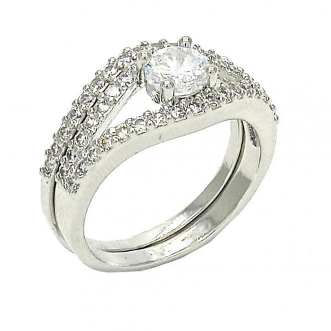 Anillo de Boda 01.284.0026.1.08 Oro Laminado, Diseño de Doble, con Zirconia Cubica , Pulido, Rodinado