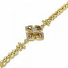 Pulsera Elegante 03.357.0007.1.07 Oro Laminado, Diseño de Flor y Gota, Diseño de Flor, con Zirconia Cubica Granate y Blanca, Pulido, Dorado