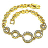 Pulsera Elegante 03.283.0146.07 Oro Laminado, con Micro Pave Blanca, Pulido, Dorado