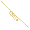 Pulsera de Dije 03.32.0201.07 Oro Laminado, Diseño de Manos y Candado, Diseño de Manos, con Perla Marfil, Pulido Blanco, Dorado