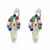 Argolla Huggie 02.332.0054.12 Plata Rodinada, Diseño de Gota, con Zirconia Cubica Multicolor, Pulido, Rodinado