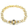 Pulsera Elegante 03.210.0136.07 Oro Laminado, Diseño de Corazon, con Zirconia Cubica Negro y Blanca, Pulido, Dorado