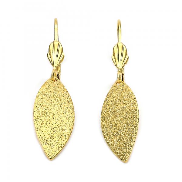 Arete Colgante 5.074.010 Oro Laminado, Diseño de Oja, Mate, Dorado