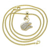 Collares con Dije 04.344.0018.20 Oro Laminado, Diseño de Cisne, con Micro Pave Blanca y Rubi, Pulido, Dorado