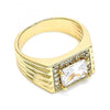 Anillo de Hombre 01.266.0048.10 Oro Laminado, con Zirconia Cubica Blanca y Micro PaveBlanca, Pulido, Dorado