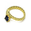 Anillo Multi Piedra 01.213.0018 Oro Laminado, con Zirconia Cubica Zafiro Azul, Pulido, Dorado