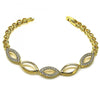 Pulsera Elegante 03.283.0124.07 Oro Laminado, con Micro Pave Blanca, Pulido, Dorado