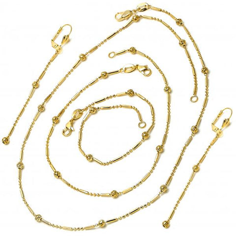Collar, Pulso, Tobillo y Arete 04.63.1191 Oro Laminado, Pulido, Dorado