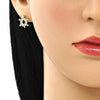 Arete Dormilona 02.284.0045.1 Oro Laminado, Diseño de Tortuga, con Micro Pave Blanca, Pulido, Dorado