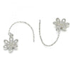 Arete Colgante 02.366.0001 Plata Rodinada, Diseño de Flor, con Zirconia Cubica Blanca, Pulido, Rodinado