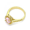 Anillo Multi Piedra 01.284.0045.06 Oro Laminado, con Zirconia Cubica Rosado, Pulido, Dorado