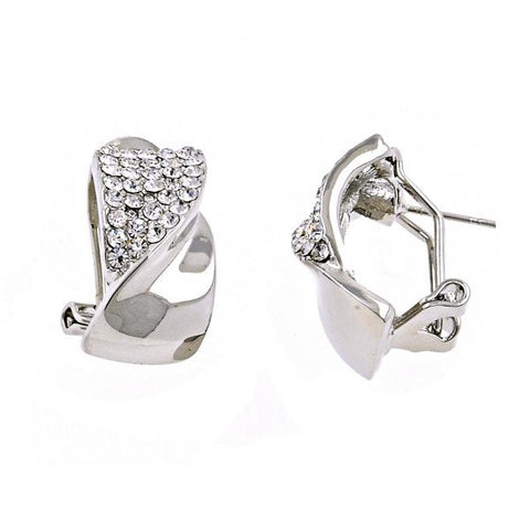 Arete Dormilona 02.59.0073.1 *PROMO* Rodio Laminado, Diseño de Arco y Torcido, Diseño de Arco, con Cristal Blanca, Pulido, Rodinado