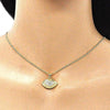 Collares con Dije 04.156.0399.20 Oro Laminado, Diseño de Ojo Griego, con Micro Pave Zafiro Azul y Blanca, Pulido, Dorado