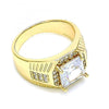 Anillo de Hombre 01.266.0046.11 Oro Laminado, con Zirconia Cubica Blanca y Micro PaveBlanca, Pulido, Dorado