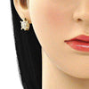 Argolla Huggie 02.210.0459.12 Oro Laminado, Diseño de Tortuga, con Micro Pave Blanca y Negro, Pulido, Dorado