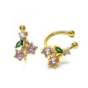 Arete Orejera 02.213.0380 Oro Laminado, Diseño de Cereza, con Zirconia Cubica Rosado y Verde, Pulido, Dorado