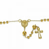 Rosario Mediano 54.006 Oro Laminado, Diseño de Sagrado Corazon de Maria, Pulido, Dorado