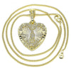 Collares con Dije 04.351.0016.1.20 Oro Laminado, Diseño de Corazon y Guadalupe, Diseño de Corazon, Pulido, Dorado