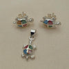 Juego de Arete y Dije de Adulto 10.399.0014 Plata Rodinada, Diseño de Tortuga, con Madre Perla Multicolor, Pulido, Plateado