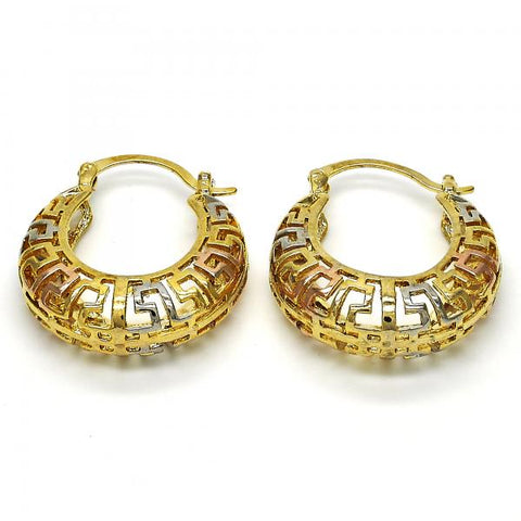 Argolla Mediana 02.102.0006.25 Oro Laminado, Diseño de Llave Griega, Pulido, Tricolor