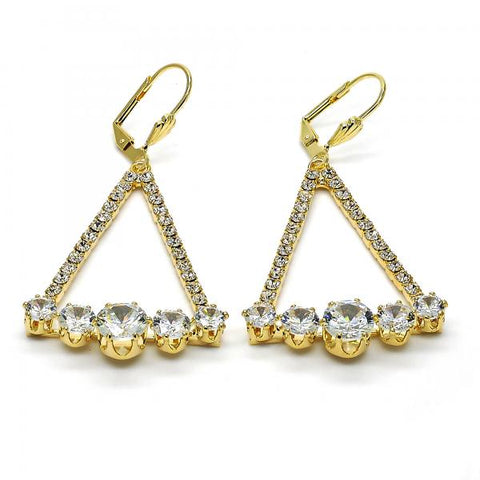 Arete Colgante 02.268.0041 Oro Laminado, con Zirconia Cubica Blanca y CristalBlanca, Pulido, Dorado