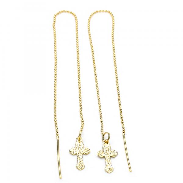 Arete Violador 5.122.013 Oro Laminado, Diseño de Cruz, Dorado