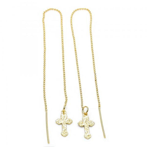 Arete Violador 5.122.013 Oro Laminado, Diseño de Cruz, Dorado