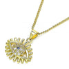 Collares con Dije 04.156.0390.20 Oro Laminado, Diseño de Ojo Griego, con Micro Pave Zafiro Azul y Blanca, Pulido, Dorado